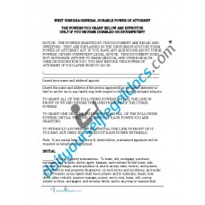 West Virginia General Durable Power of Attorney for Property and Finances (Disability)